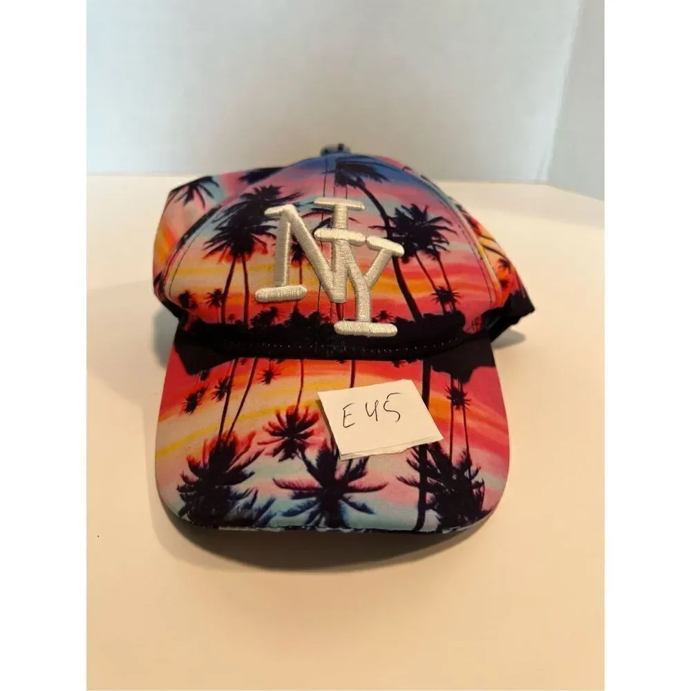 New York Hat Cap - Palm Tree Design - One Size Fits Most